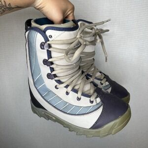 Burton Moto Snowboard Boots Women's Size 10 Blue Gray Traditional Lace Vintage